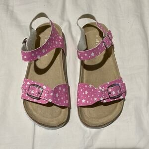 Delia’s girl 13 cork footbed sandal velcro straps nwot pink white stars